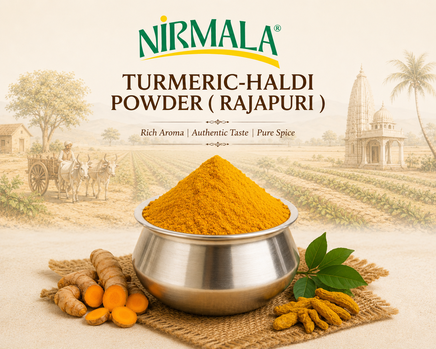 Nirmala Rajapuri Turmeric Haldi NIRMALA TURMERIC-HALDI POWDER ( RAJAPURI ) 1KG - Image 1